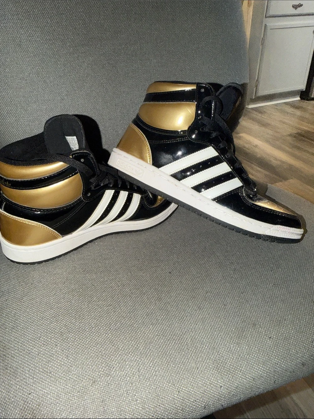 adidas Kids Black and Gold High-Top Sneakers